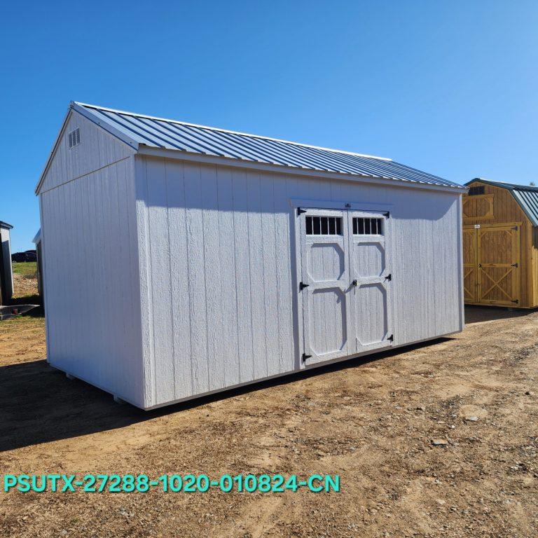 10×20 Utility Shed – Barn White #4E-N