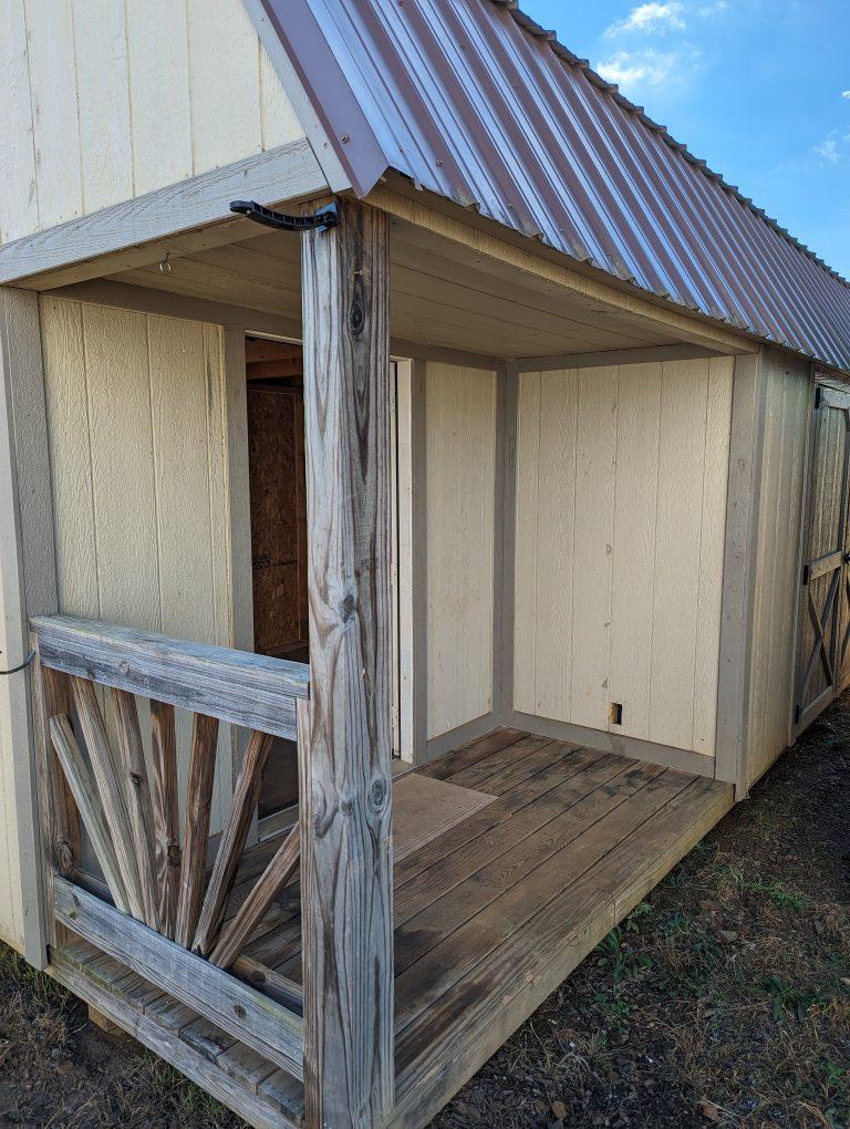 12×20 Lofted Side Porch Cabin – Beige #43E-r