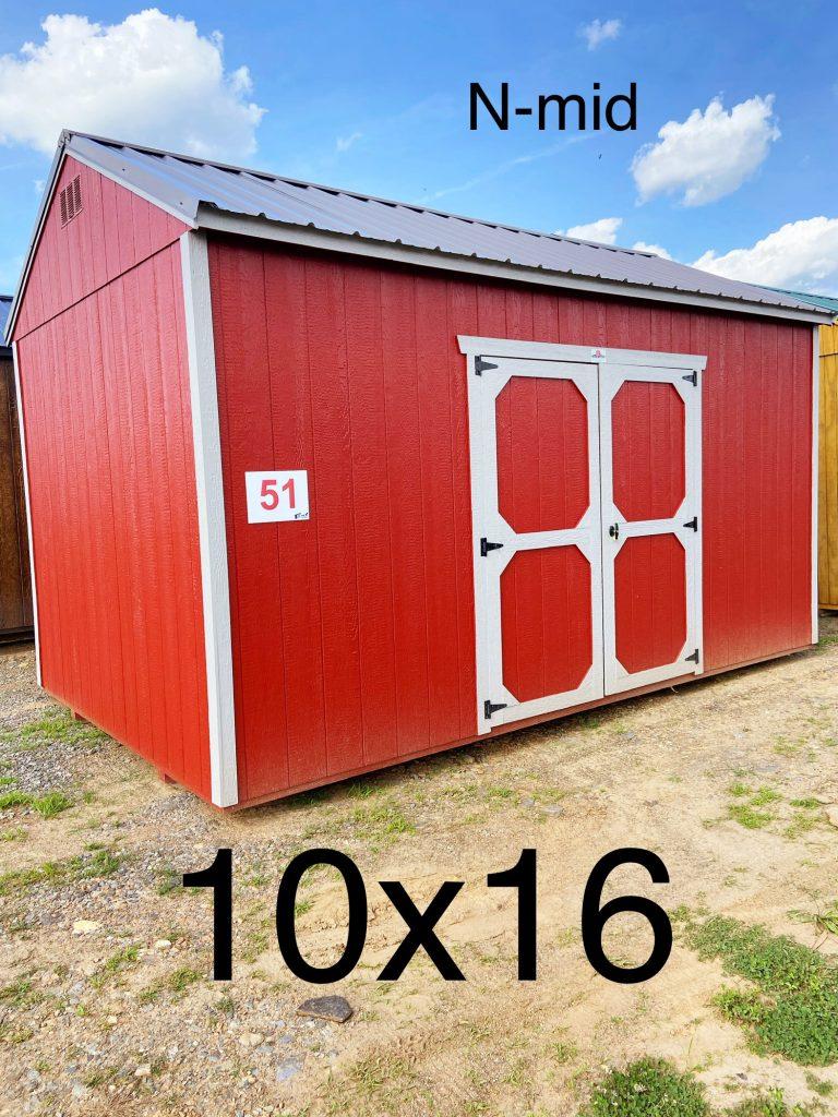 10×16 Utility Shed – Red-Nmid-#51E