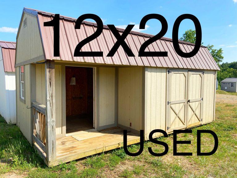 12×20 Lofted Side Porch Cabin – Beige